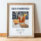 Old-Fashioned – American Cocktail Drink, Hotel Lobby Wall Art, in wooden frame leaning on the floor