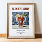 Bloody Mary – American Cocktail Drink, Beach Bar Illustration, in wooden frame leaning on the floor