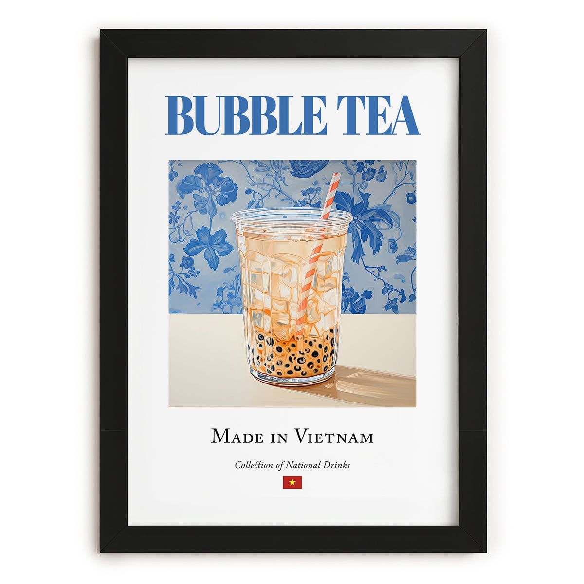 Bubble Tea – Vietnamese Tea, Tea Room Wall Art, in sleek black frame