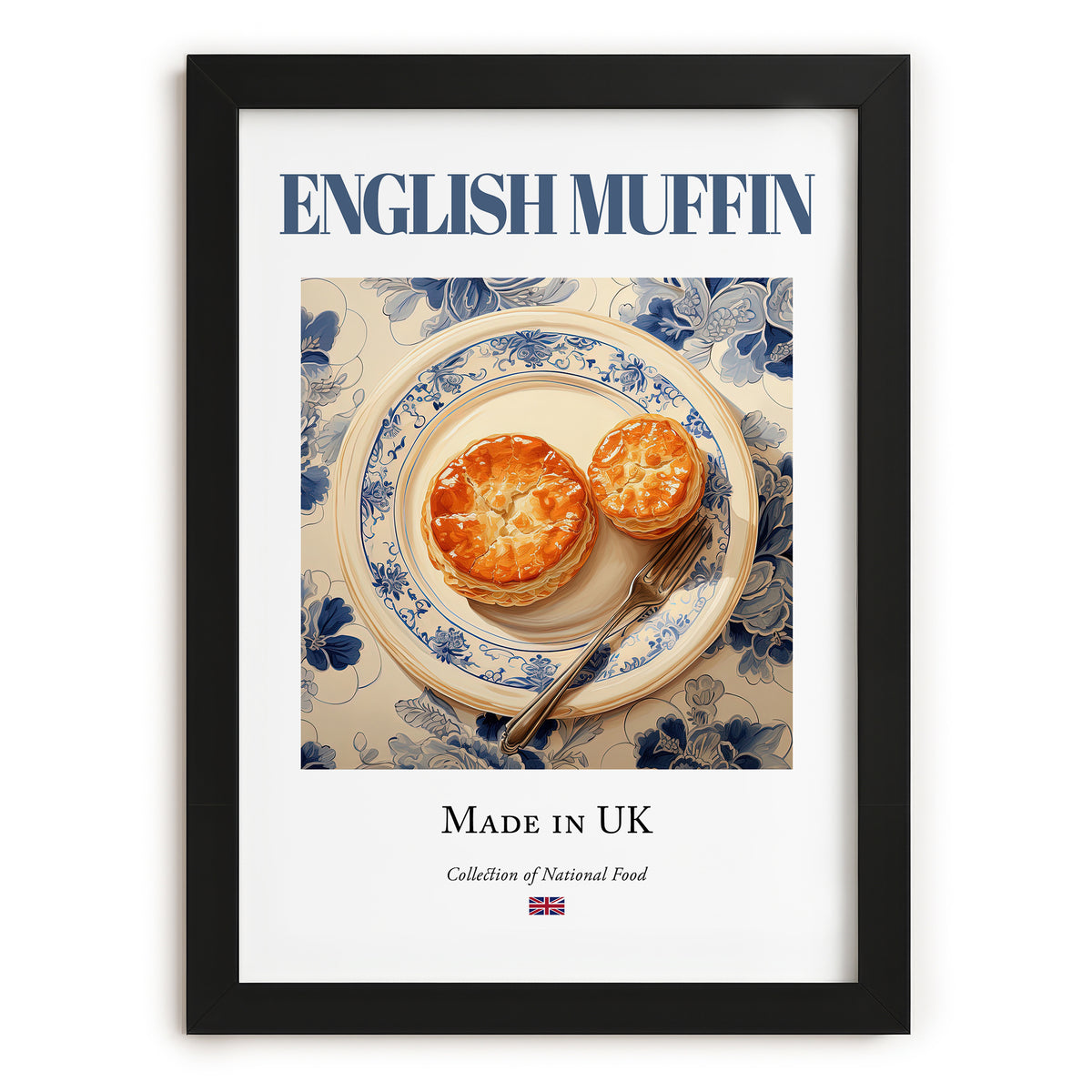 English Muffin – English Bread Dish, Restaurant Poster, in sleek black frame