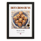 Hot Cross Buns – English Dessert Dish, Café Painting, in sleek black frame