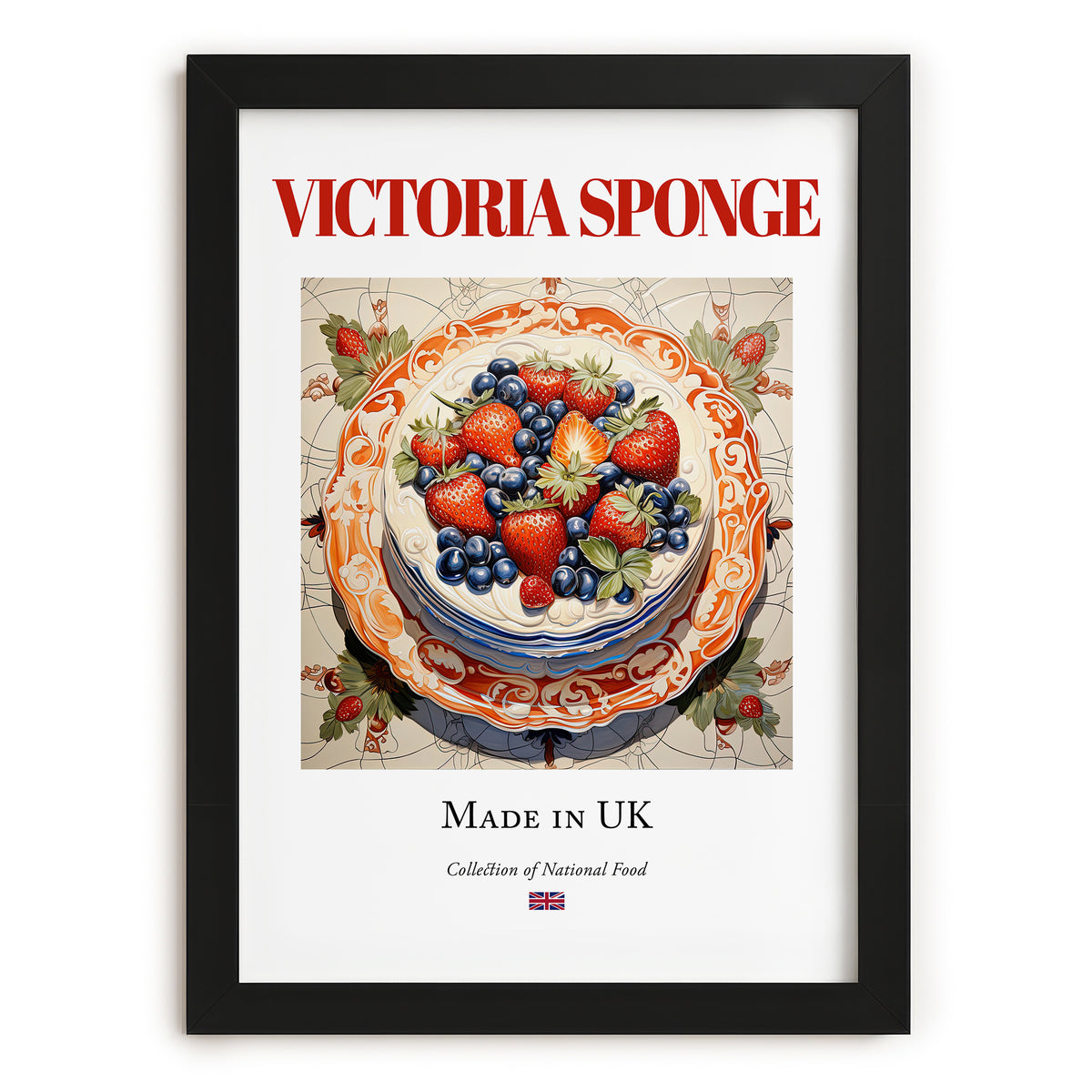 Victoria Sponge – English Dessert Dish, Fine Dining Restaurant Poster, in sleek black frame