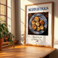 Scotch Eggs – English Snack Dish, Bistro Illustration, no-text version framed in wood