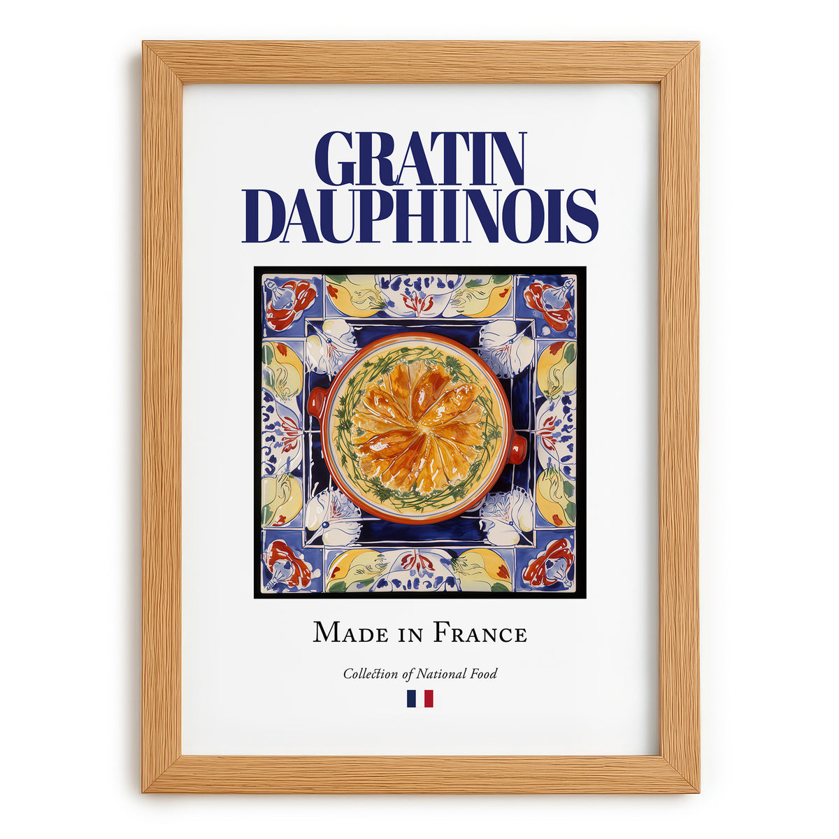 Gratin Dauphinois – French Dish, Fine Dining Restaurant Poster, set in oak frame