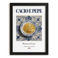 Cacio e Pepe – Italian Pasta, Osteria Illustration, in sleek black frame