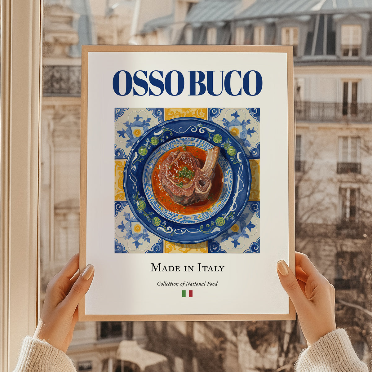 Osso Buco – Italian Meat Dish, Tavern Poster, styled in a charming Paris street view