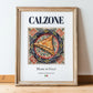 Calzone – Italian Snack Dish, Tavern Poster, in wooden frame leaning on the floor