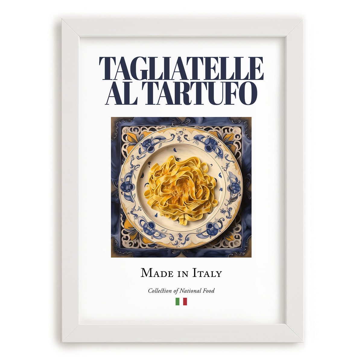 Tagliatelle al Tartufo – Italian Pasta, Osteria Still Life, placed in minimal white frame