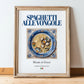 Spaghetti alle Vongole – Italian Pasta, Restaurant Still Life, in wooden frame leaning on the floor