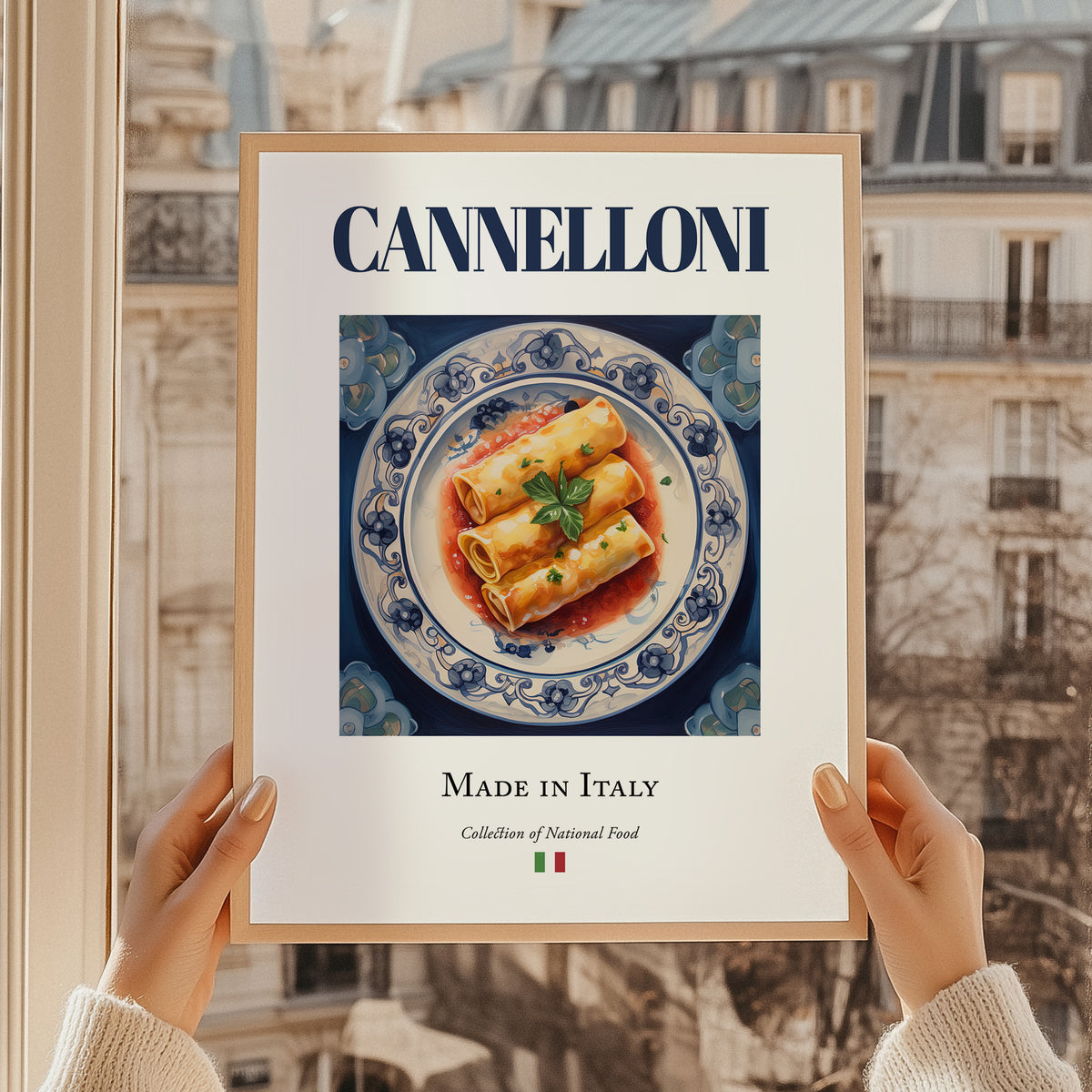 Cannelloni – Italian Pasta, Trattoria Poster, styled in a charming Paris street view