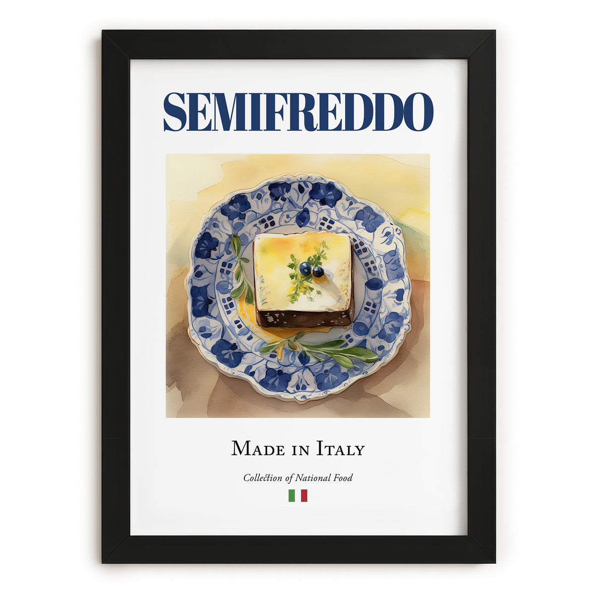 Semifreddo – Italian Dessert Dish, Restaurant Painting, in sleek black frame