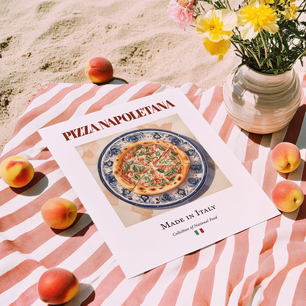 Neapolitan-Style Pizza – Italian Pizza, Ristorante Poster, unframed on coastal sand