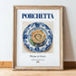 Porchetta – Italian Meat Dish, Tavern Print, in wooden frame leaning on the floor