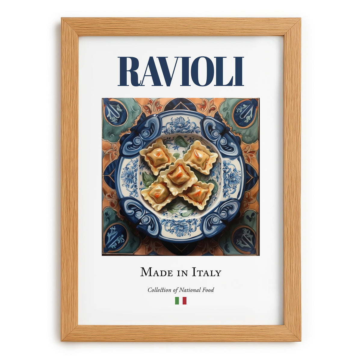 Ravioli – Italian Pasta, Osteria Print, set in oak frame