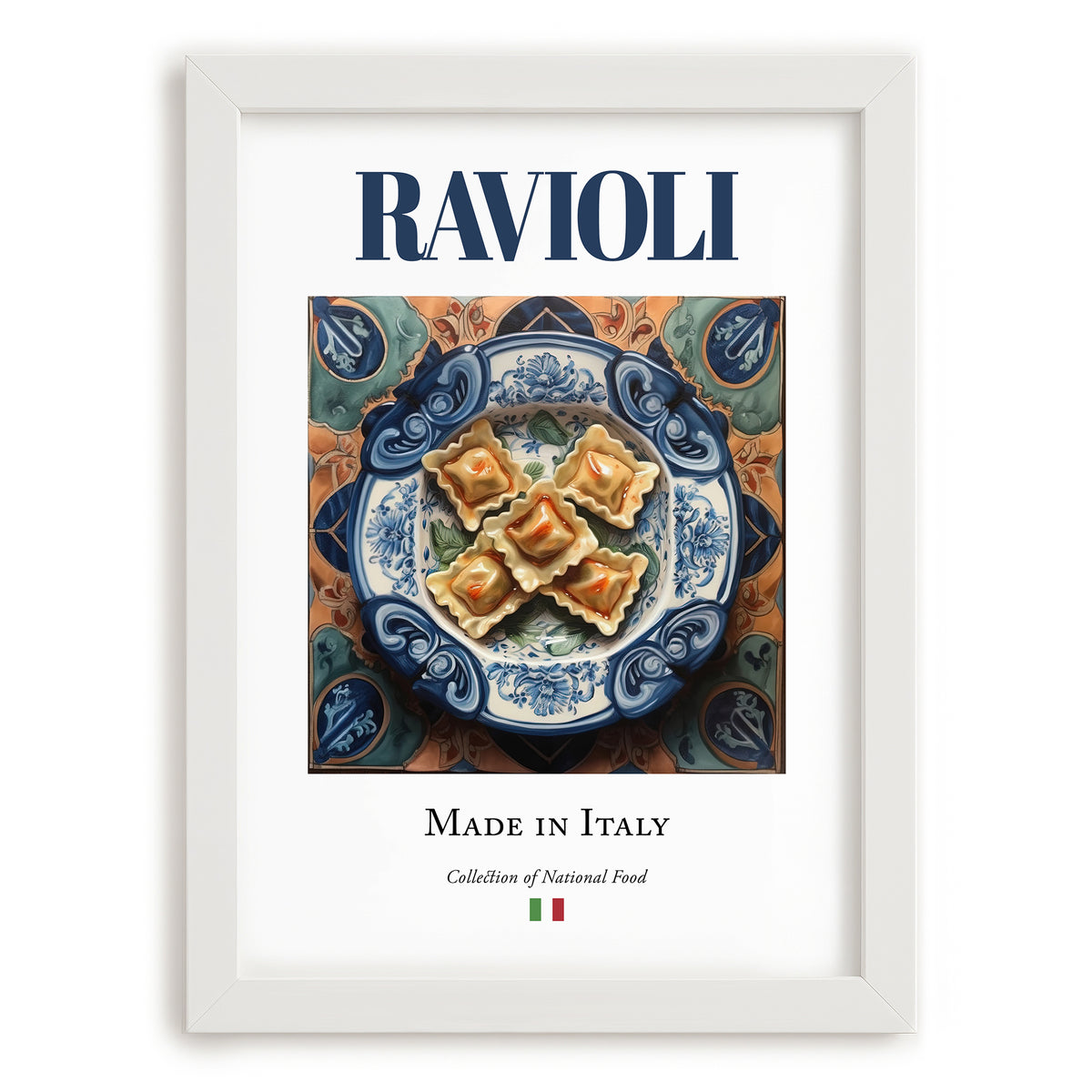Ravioli – Italian Pasta, Osteria Print, placed in minimal white frame
