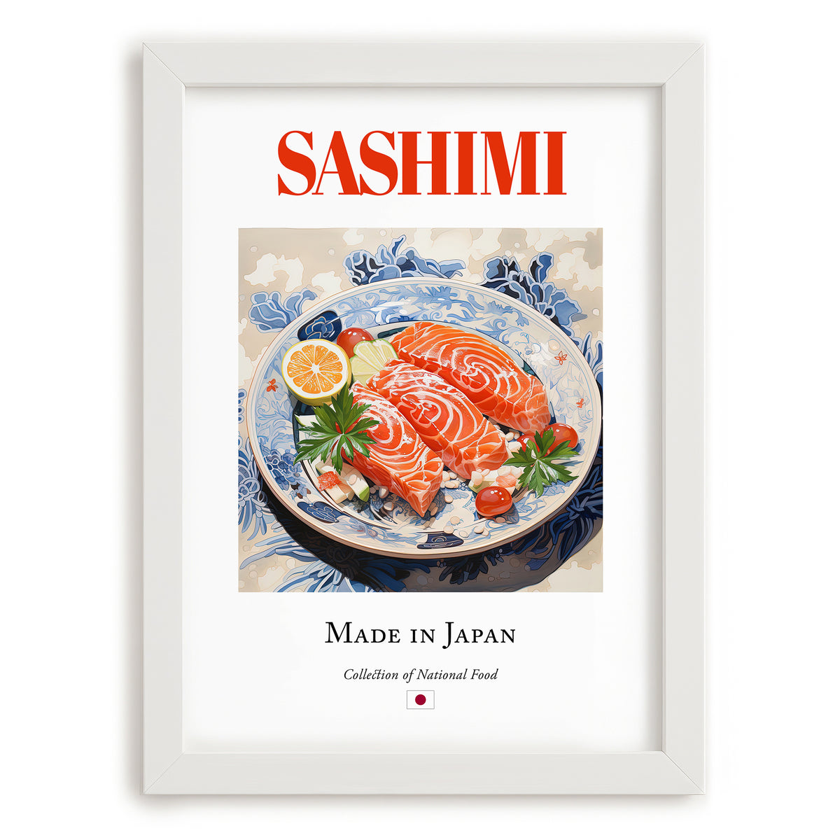 Sashimi – Japanese Dish, Restaurant Painting, placed in minimal white frame