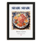 Shabu-shabu – Japanese Soup Dish, Food Bar Illustration, in sleek black frame