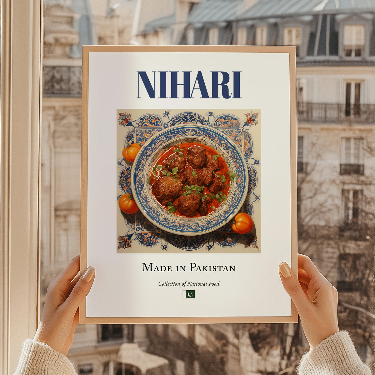 Nihari – Pakistani Soup Dish, Café Painting, styled in a charming Paris street view