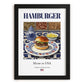 Hamburger – American Snack Dish, Bistro Poster, in sleek black frame