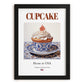 Cupcake – American Dessert Dish, Café Wall Decor, in sleek black frame