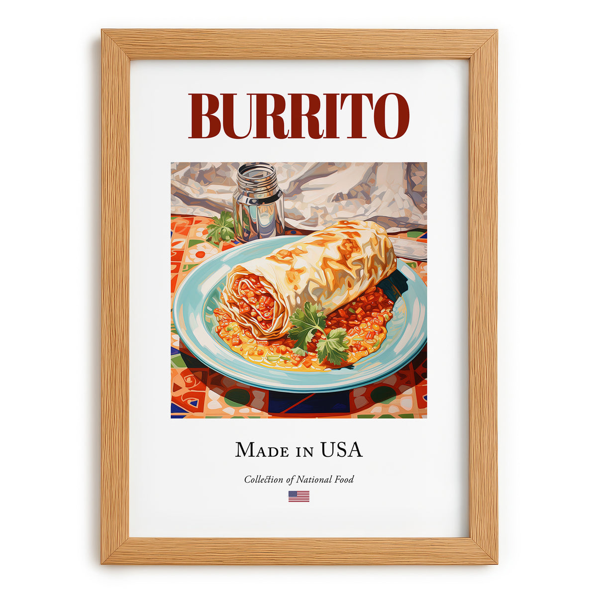 Burrito – American Dish, Café Still Life, set in oak frame