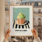 Pistacchio – on Striped Tablecloth, Gelato Still Life, styled in a charming Paris street view