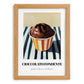 Cioccolato Fondente – on Striped Tablecloth, Gelato Still Life, set in oak frame