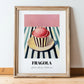 Fragola – on Striped Tablecloth, Gelato Still Life, in wooden frame leaning on the floor