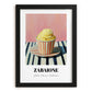 Zabaione – on Striped Tablecloth, Gelato Wall Decor, in sleek black frame