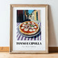 Pizza Tonno E Cipolla – Italian Street Café Scene, Pizza Wall Decor, in wooden frame leaning on the floor