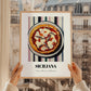 Siciliana – on Striped Tablecloth, Pizza Poster, styled in a charming Paris street view