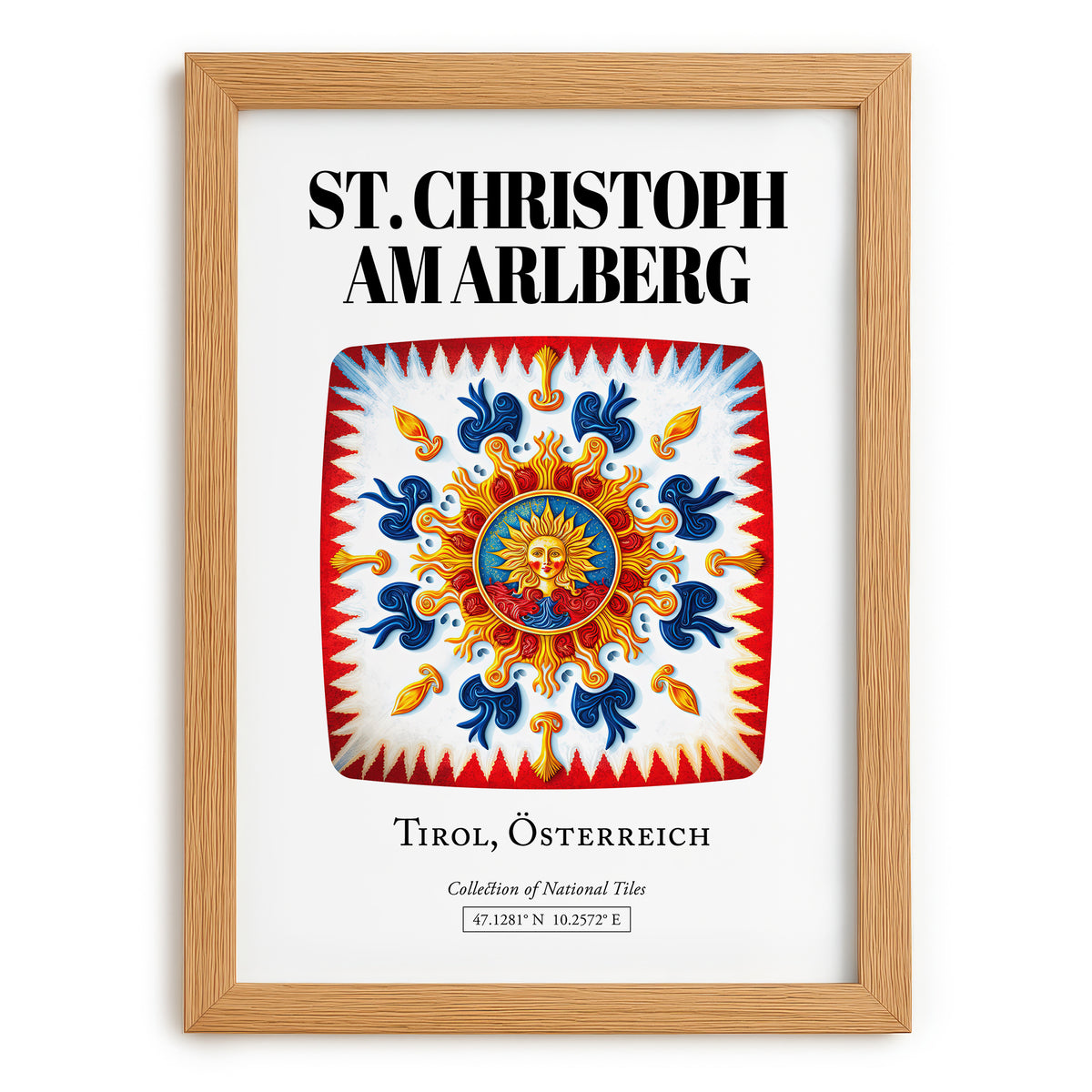 St. Christoph Am Arlberg, Austria – Architectural Travel Art, set in oak frame