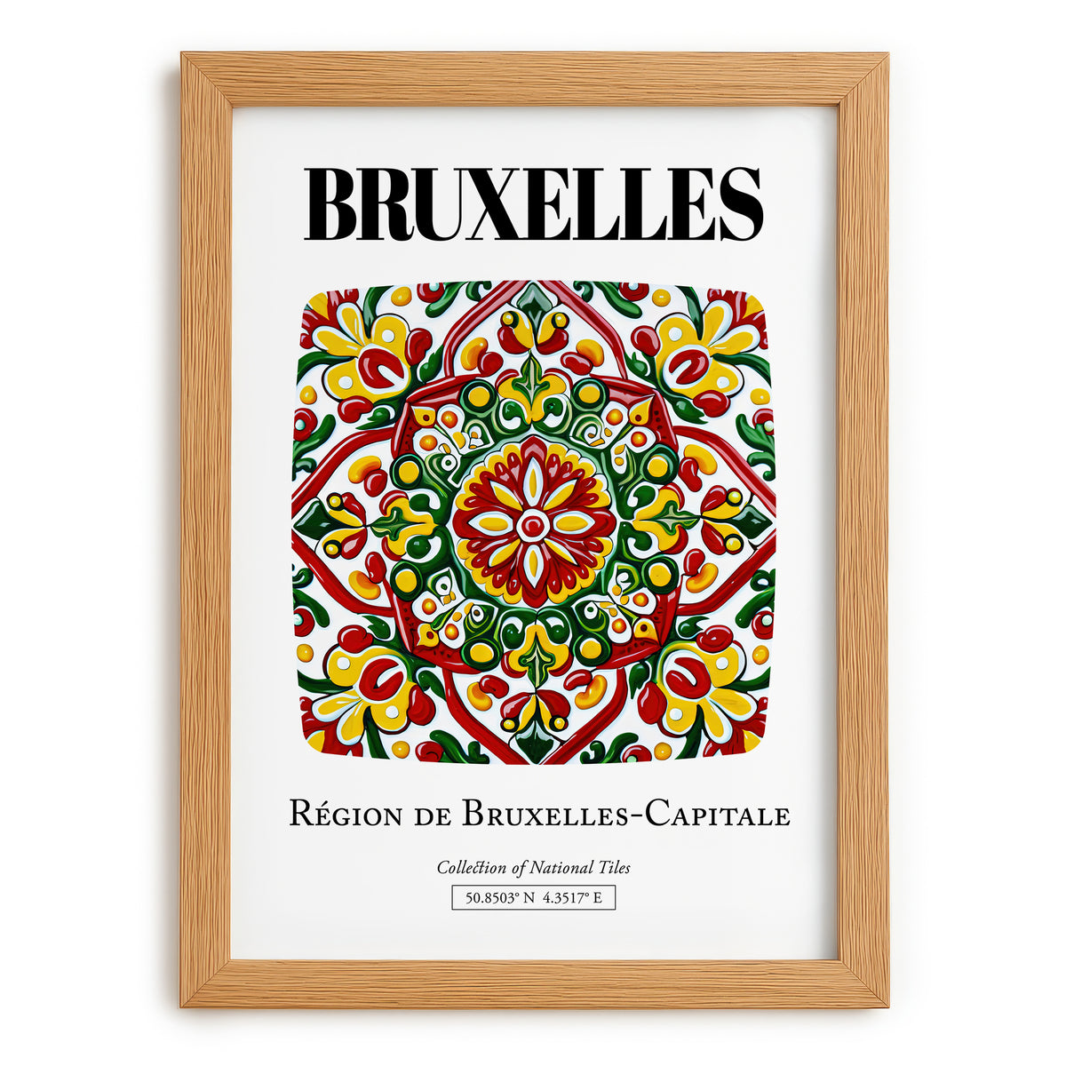 Brussels, Belgique – Travel Memories Wall Print, set in oak frame