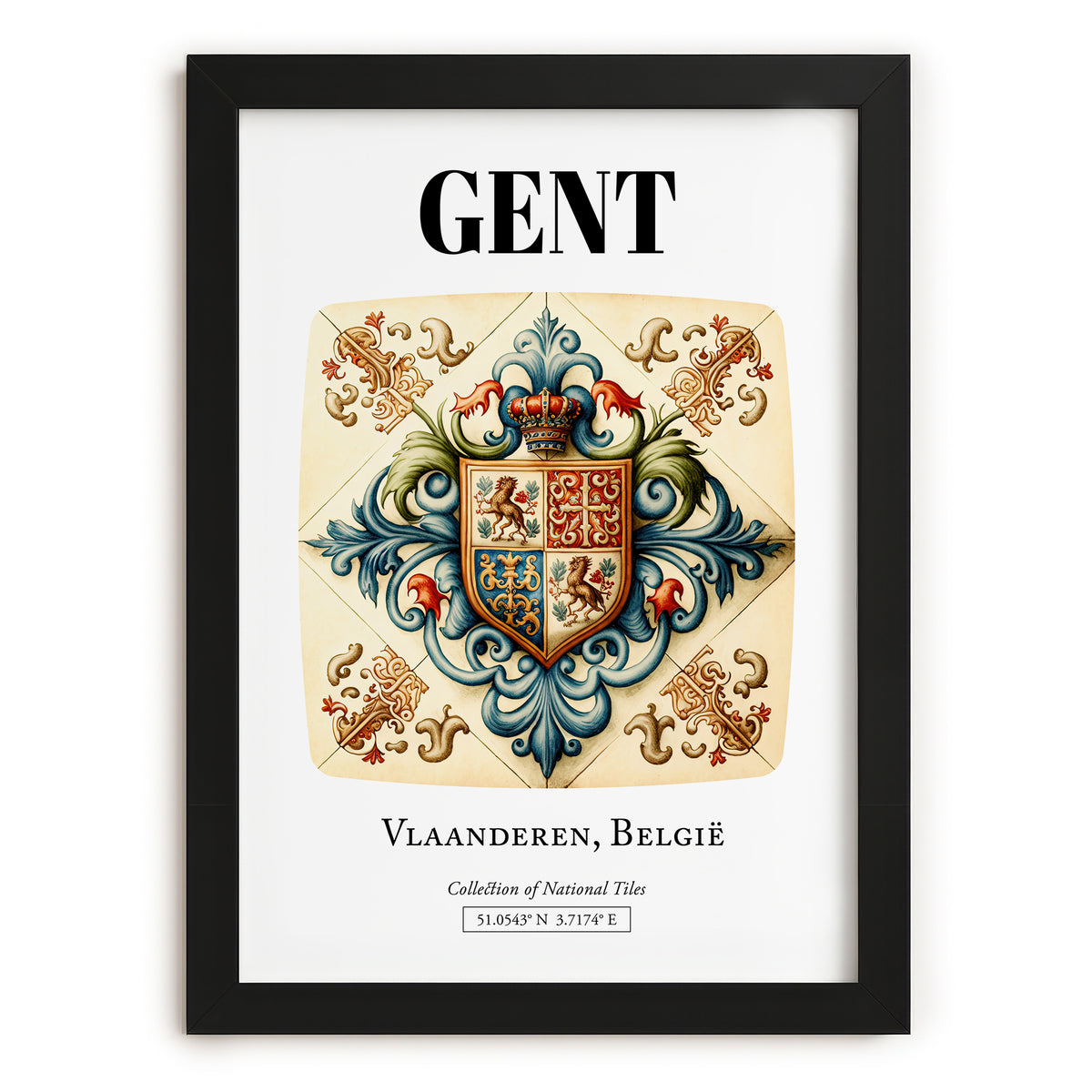 Ghent, Belgium – Travel Poster, in sleek black frame