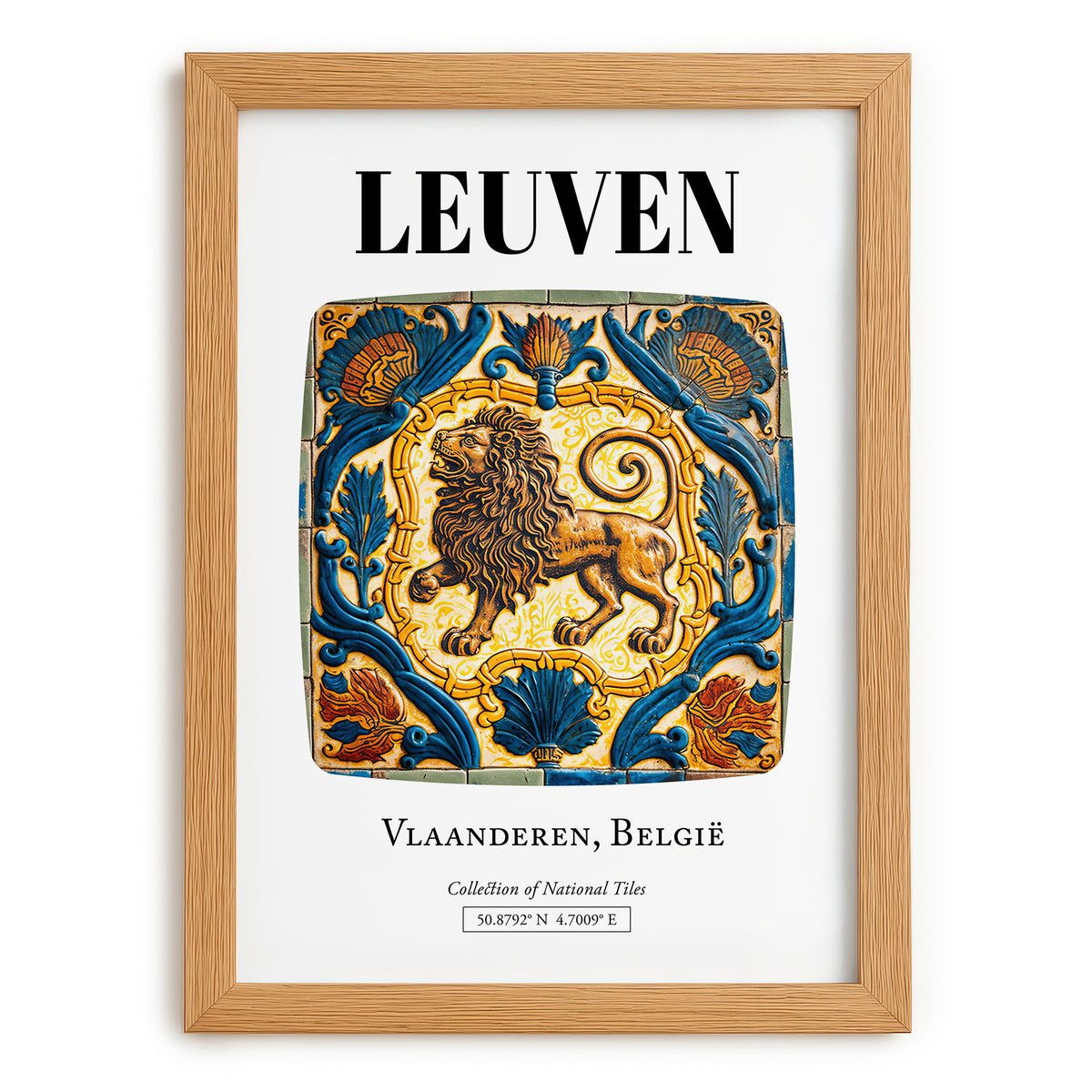 Leuven, Belgium – Travel Wall Art, set in oak frame