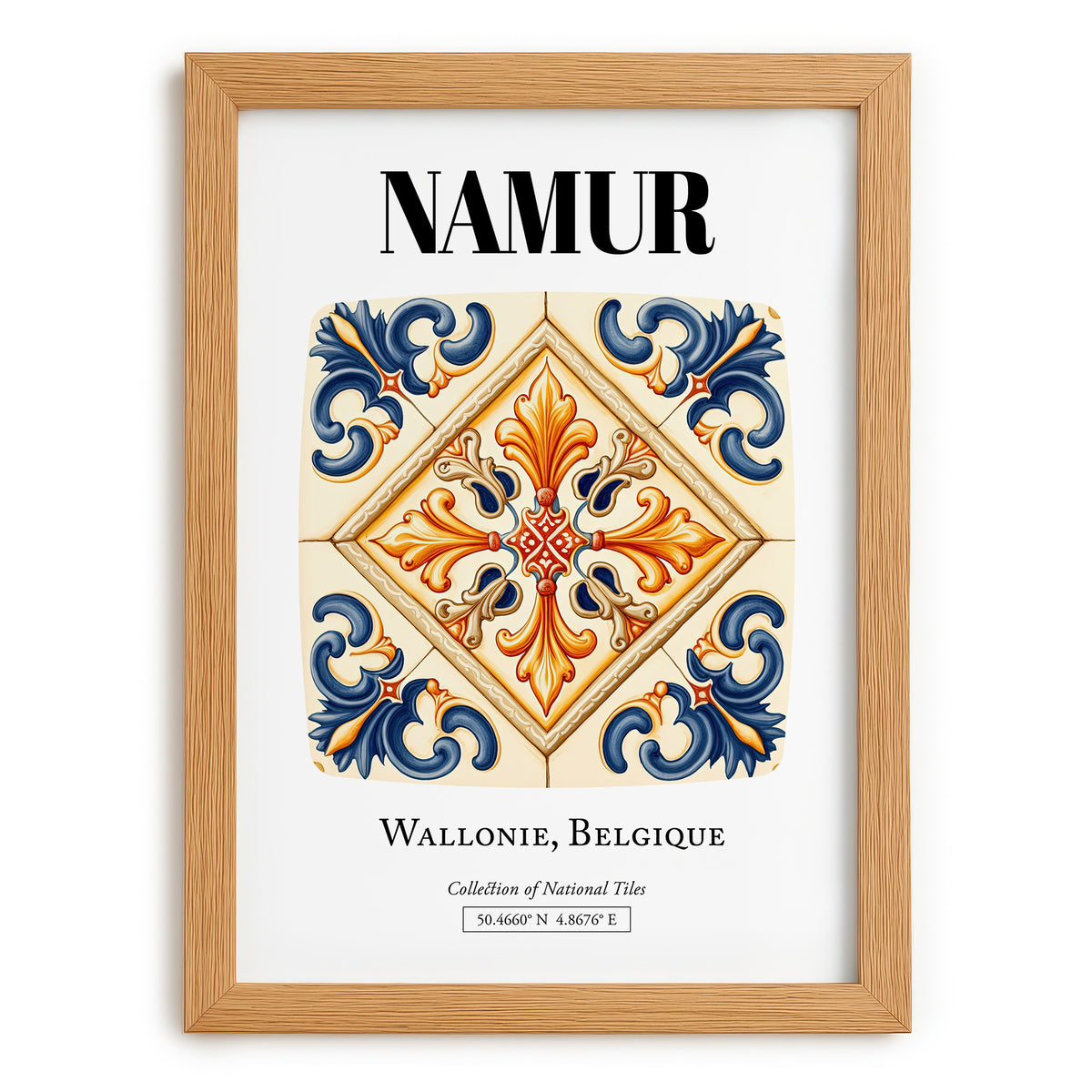 Namur, Belgium – Travel Poster, set in oak frame