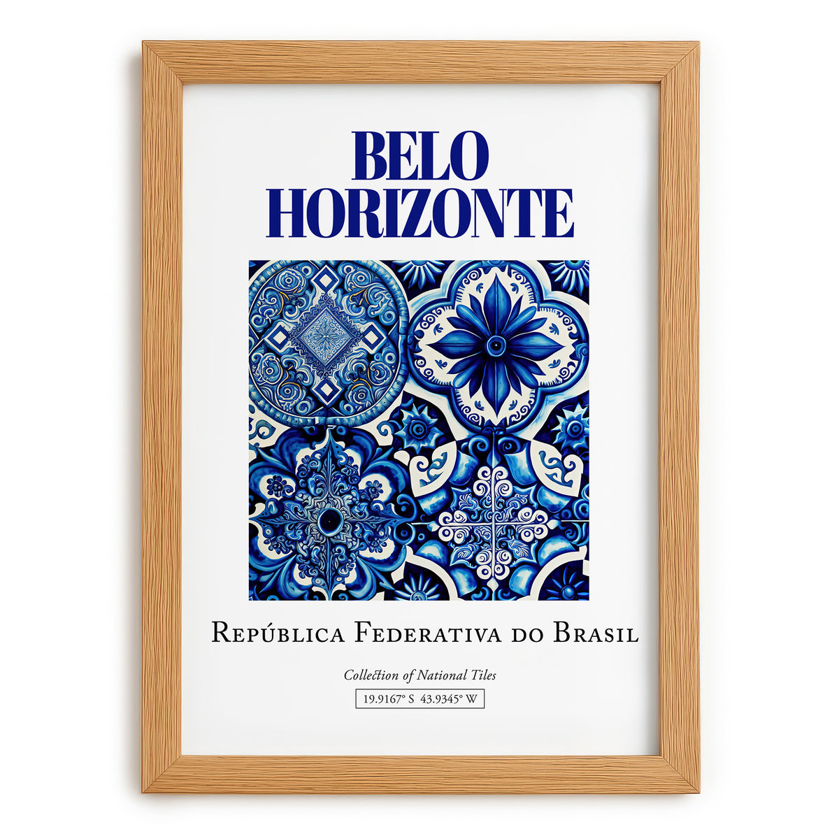 Belo Horizonte, Brasil – Travel Wall Decor, set in oak frame