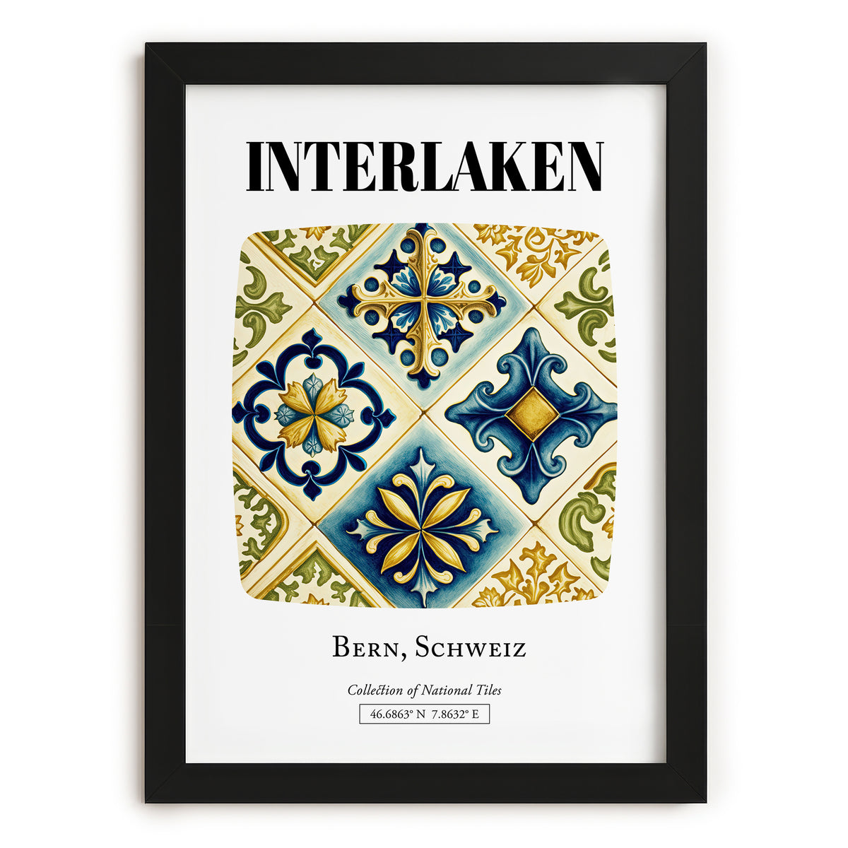 Interlaken, Switzerland – Travel Destination Art, in sleek black frame