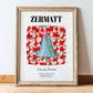 Zermatt, Switzerland – Country Culture Poster, in wooden frame leaning on the floor