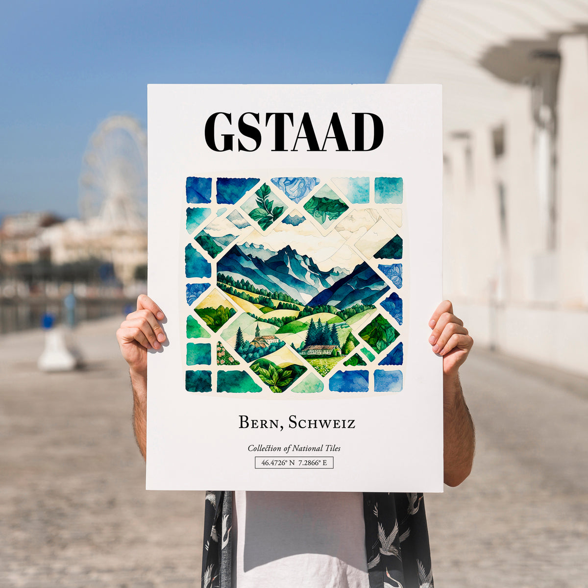 Gstaad, Switzerland – Wanderlust-Inspired Poster, no-text version framed in wood