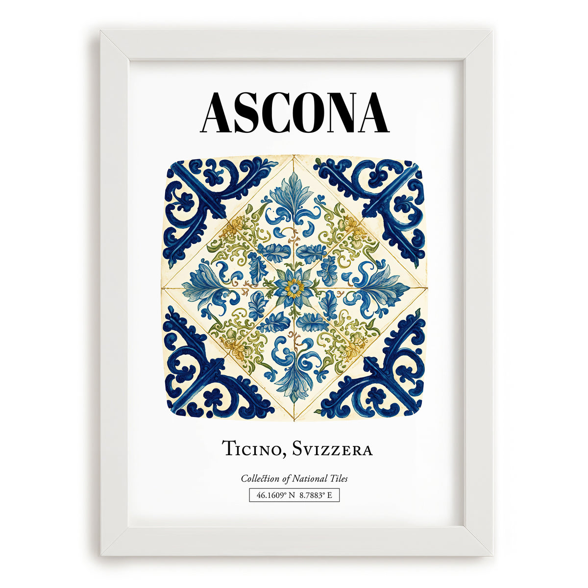Ascona, Switzerland – Travel Wall Decor, placed in minimal white frame