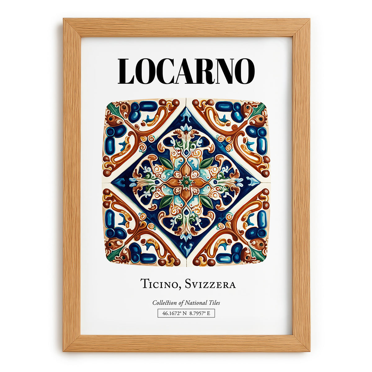 Locarno, Switzerland – Away From Home Poster, set in oak frame
