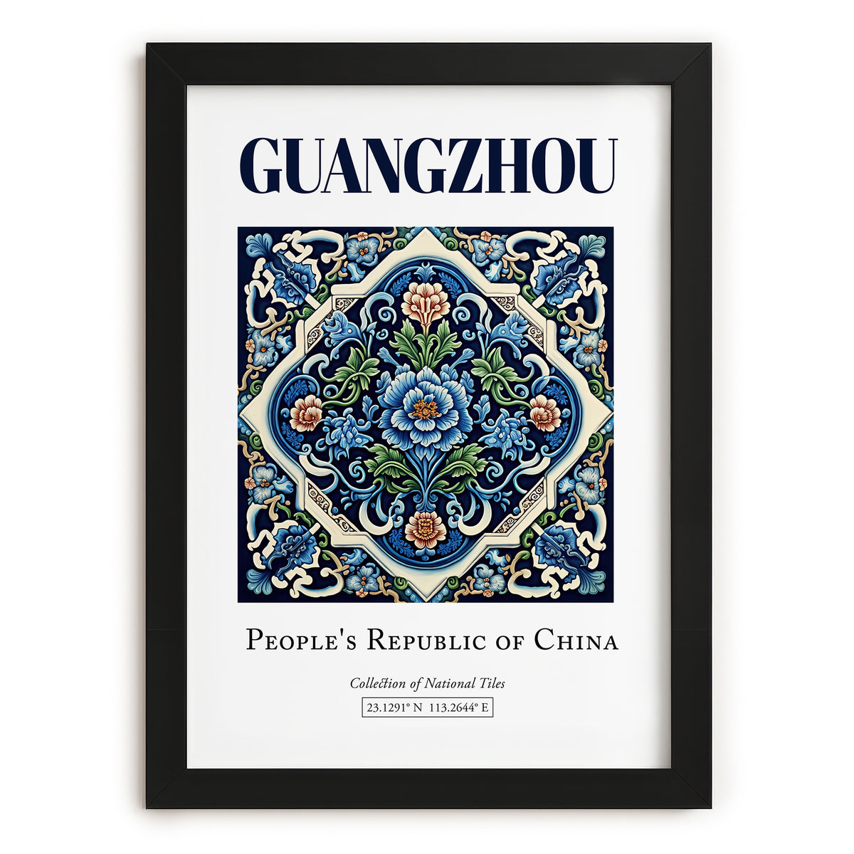 Guangzhou, China – Travel Poster, in sleek black frame