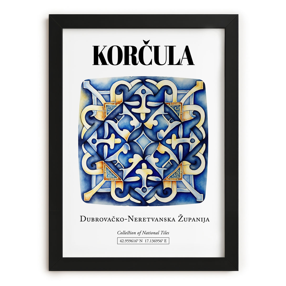 Korčula, Croatia – Country Culture Poster, in sleek black frame
