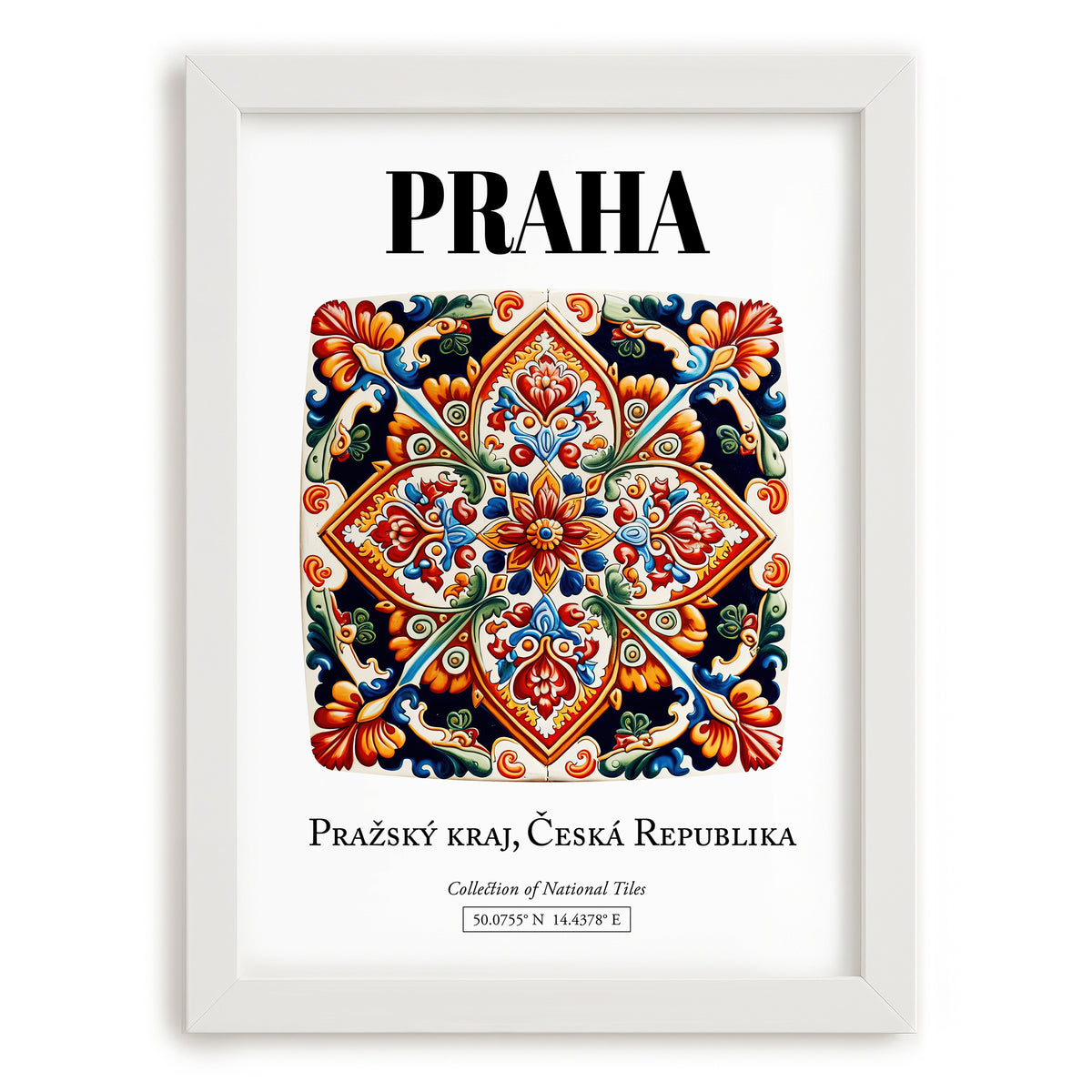 Praha, Czech Republic – Travel Print, placed in minimal white frame
