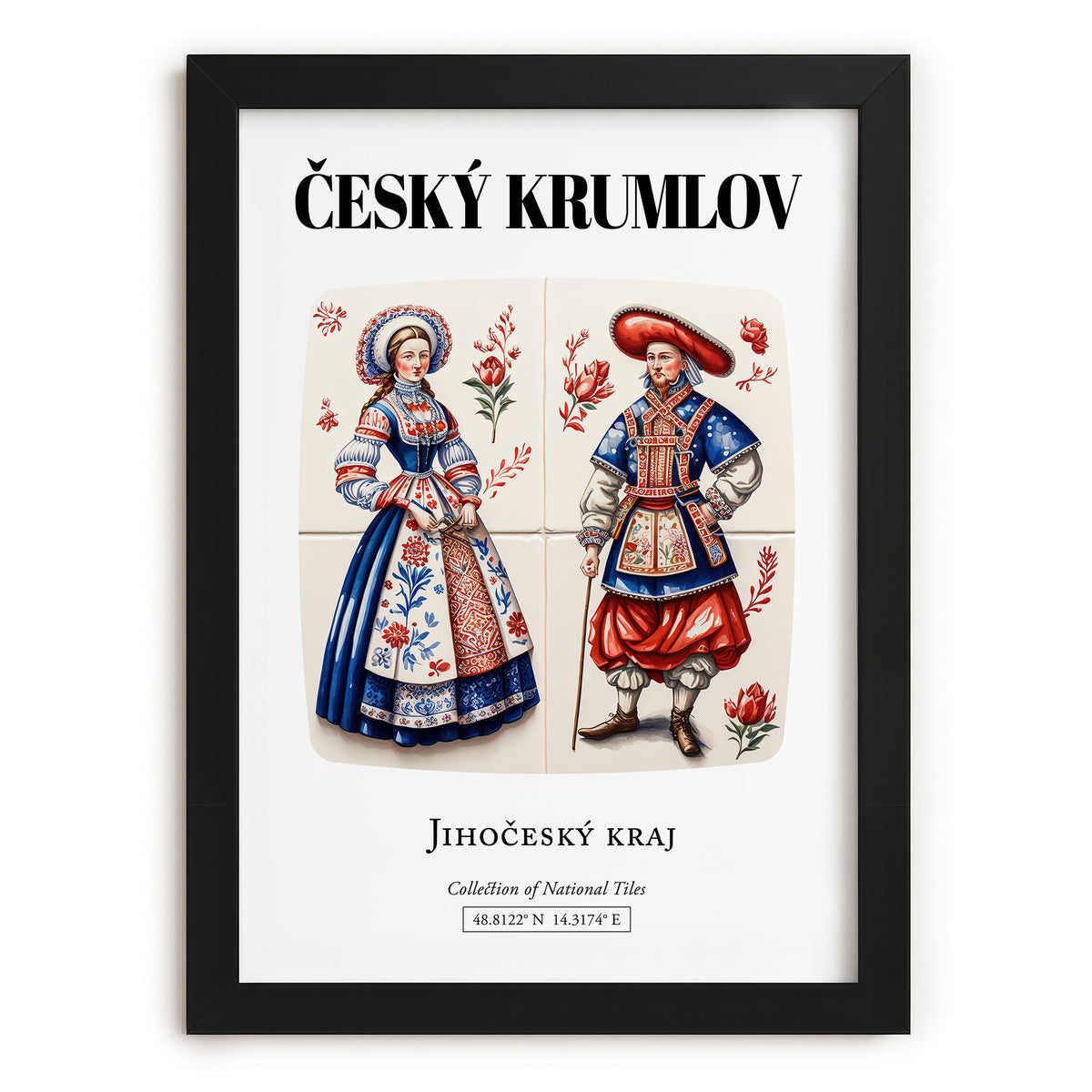 Český Krumlov, Czech Republic – Global Cities Wall Print, in sleek black frame