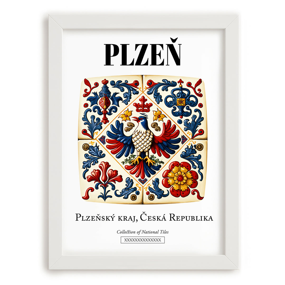 Plzeň, Czech Republic – Travel Print, placed in minimal white frame
