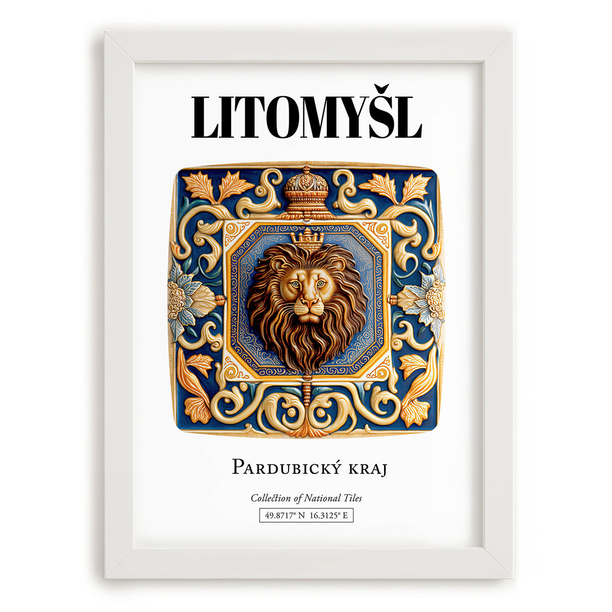 Litomyšl, Czech Republic – Travel Print, placed in minimal white frame
