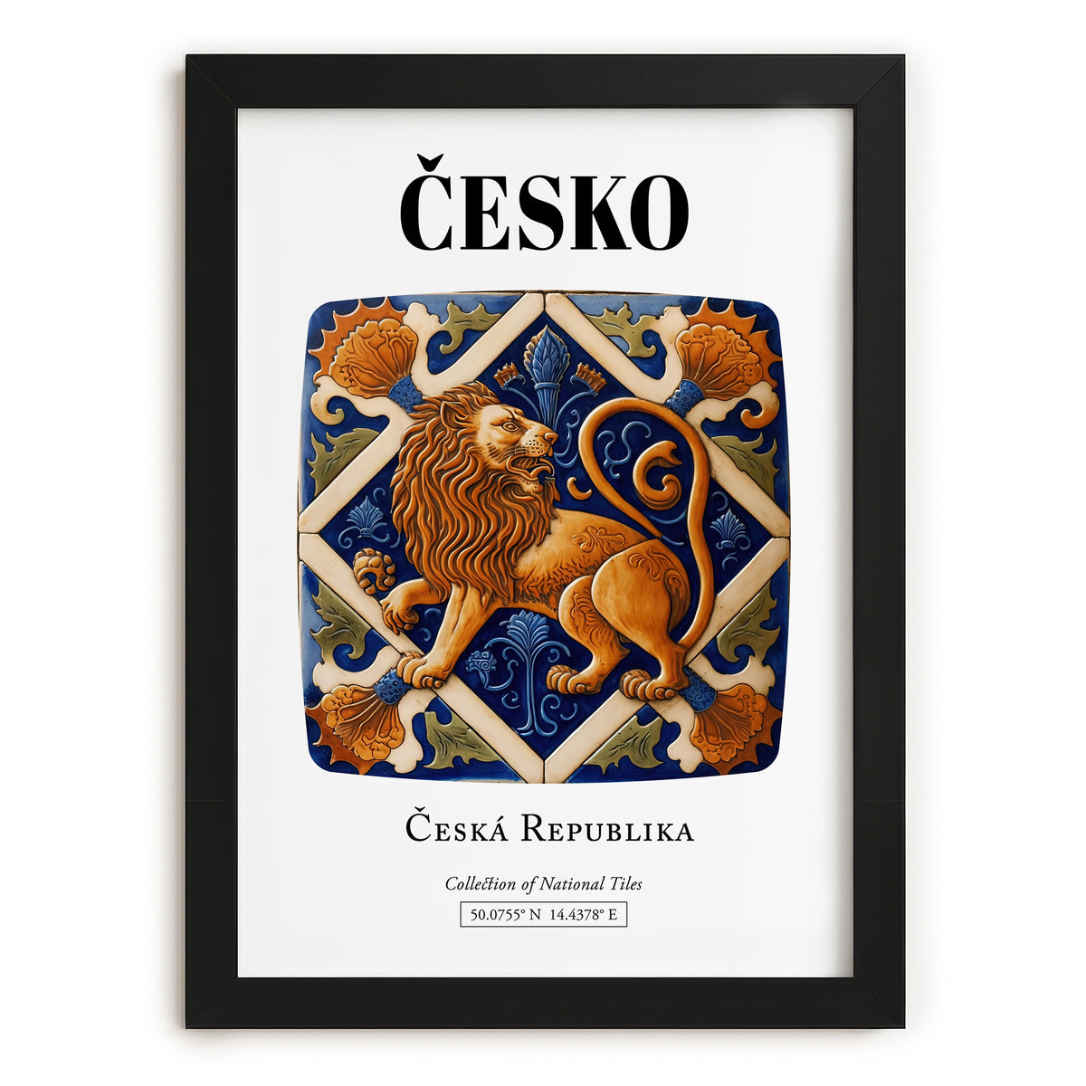 Česko, Czech Republic – Travel Poster, in sleek black frame