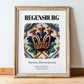 Regensburg, Germany – Travel Wall Art, in wooden frame leaning on the floor